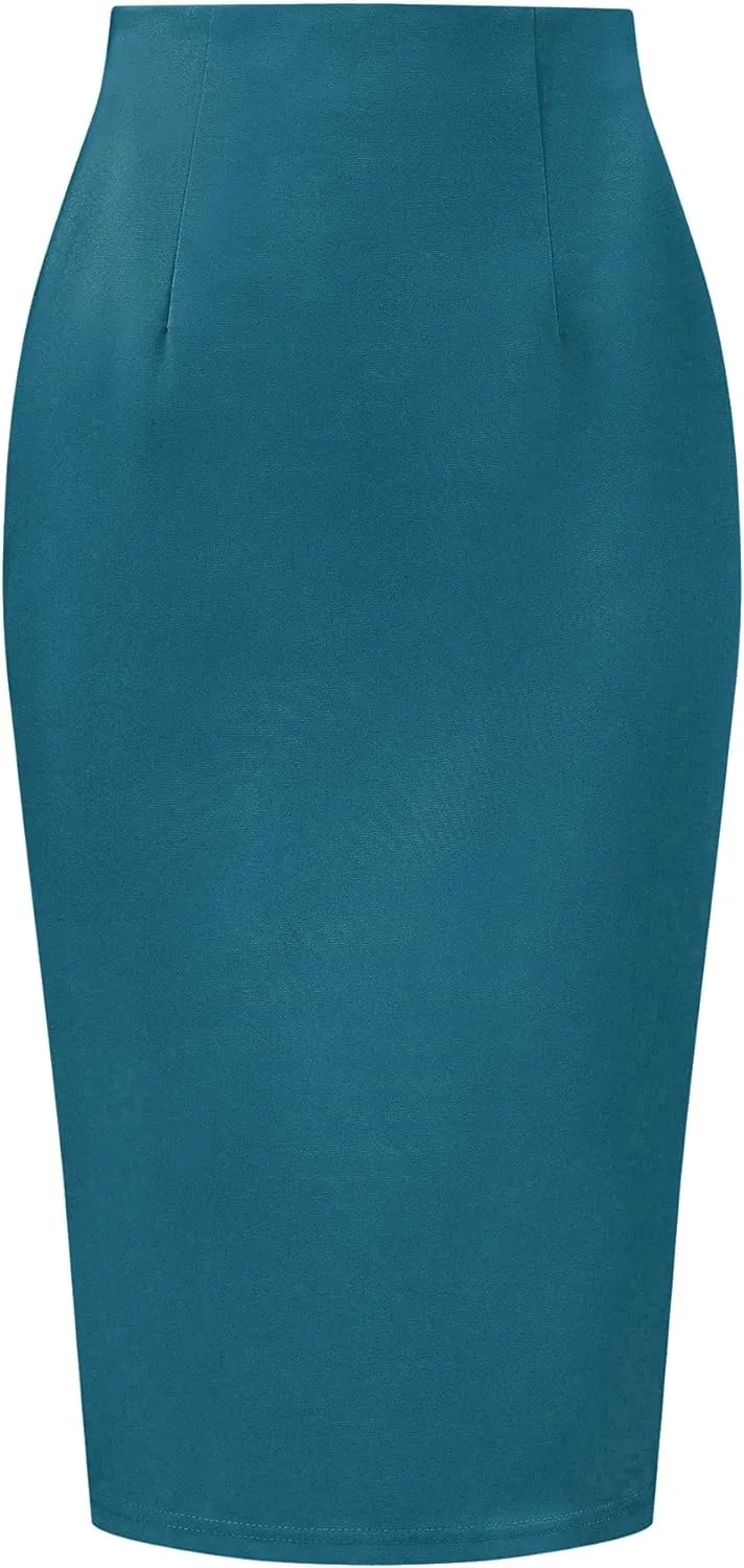 Allegra K Wear to Work Pencil Skirts for Women's Business Knee Length High Waist Bodycon Suit Skirt