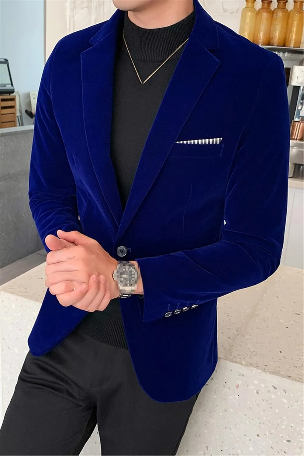 Burgundy Velvet Blazer Men Fashion Casual Blazer Men Wedding Groom Slim Blazer Formal Evening Dress