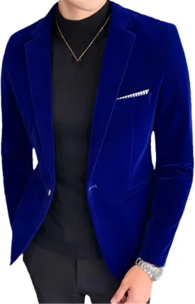 Burgundy Velvet Blazer Men Fashion Casual Blazer Men Wedding Groom Slim Blazer Formal Evening Dress