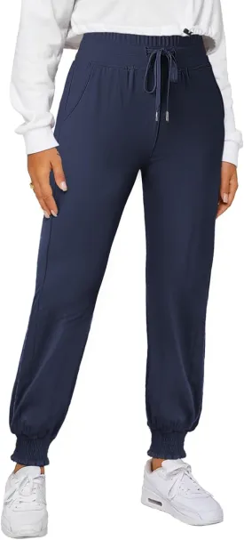 Dokotoo Womens High Waisted Lounge Joggers Elasticity Drawstring Side Pocket Casual Cuffed Casual Yoga Sweatpants