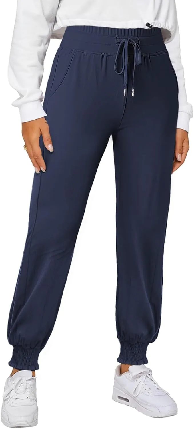 Dokotoo Womens High Waisted Lounge Joggers Elasticity Drawstring Side Pocket Casual Cuffed Casual Yoga Sweatpants