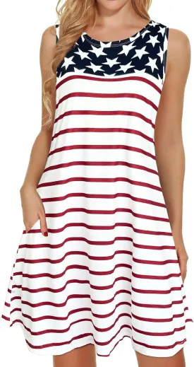 elescat Women's Summer Dresses 2025 Beach Casual Sleeveless Floral Print Tank Loose Sundress with Pocket