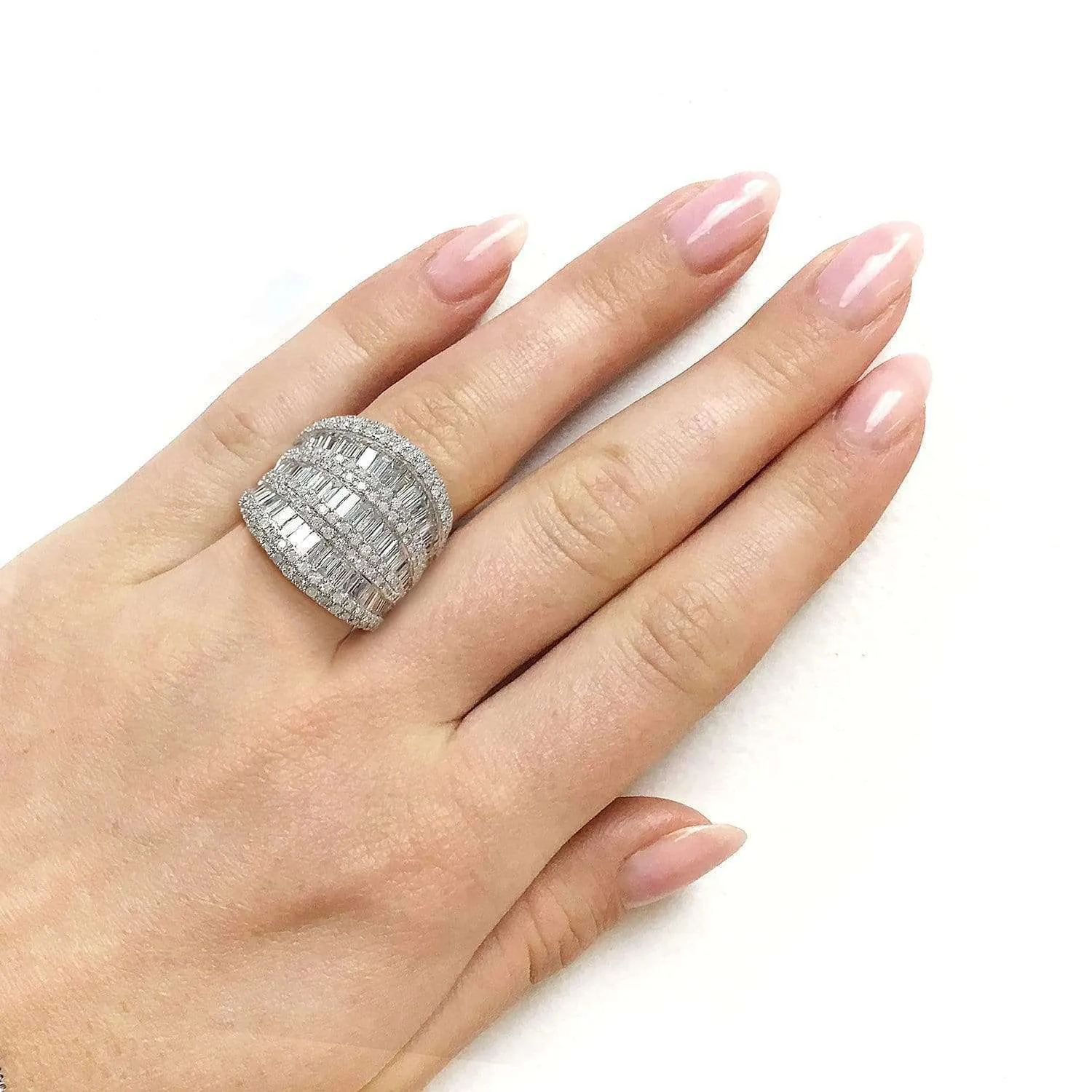 Extra Wide Multi Row Diamond Ring