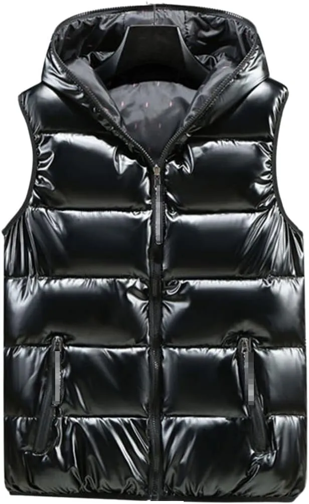 FindThy Womens Reversible Puffer Down Vest Classic Zip Up Padded Hooded Sleeveless Jacket Tops