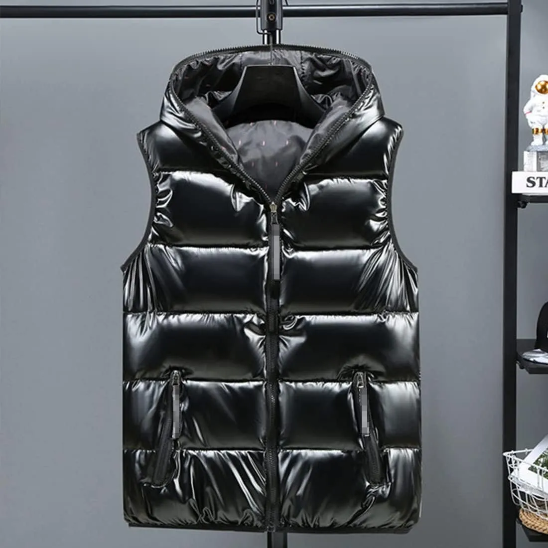 FindThy Womens Reversible Puffer Down Vest Classic Zip Up Padded Hooded Sleeveless Jacket Tops