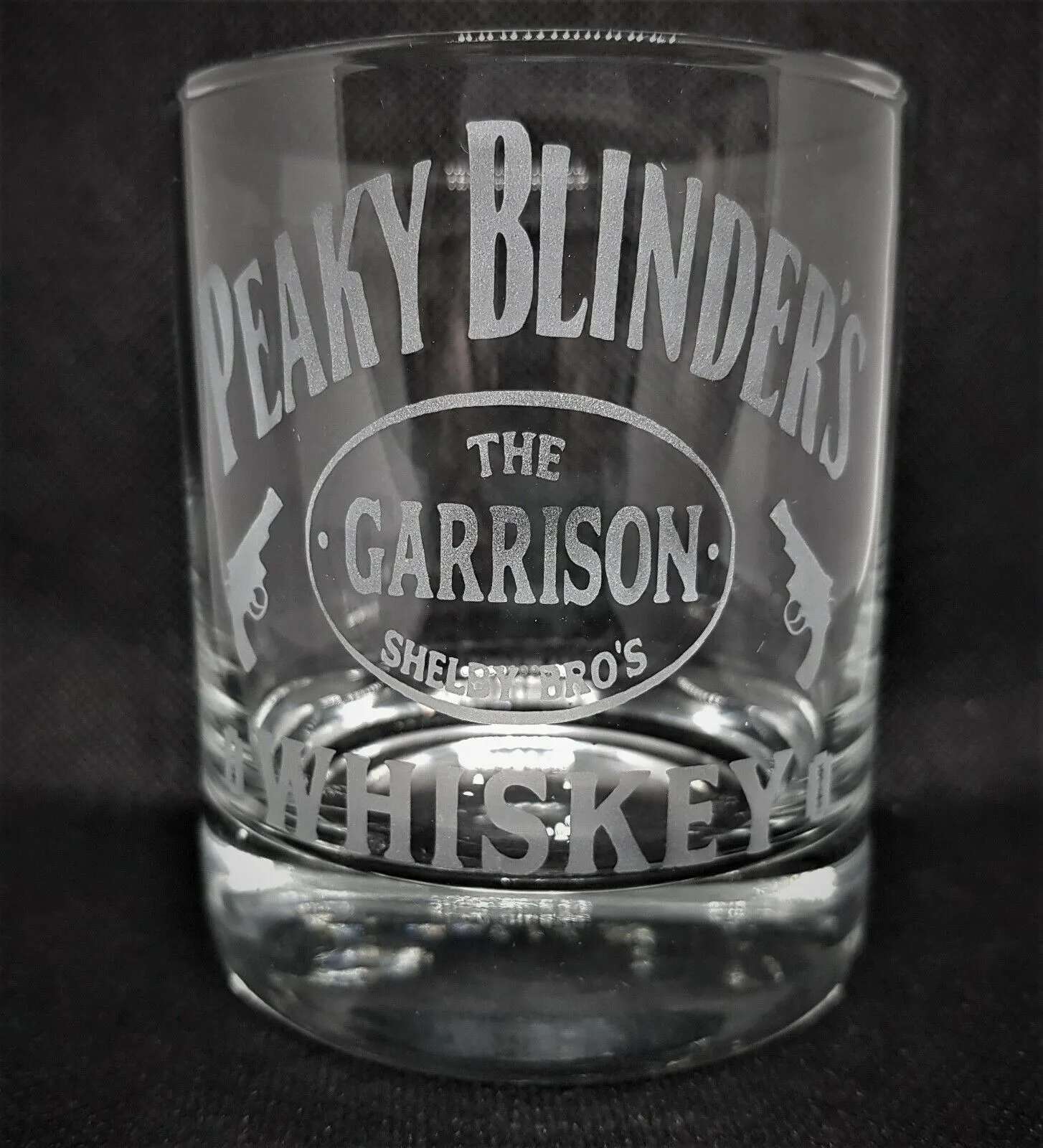 Hand Etched Whiskey Glass/Tumbler With Peaky Blinders inspired Image