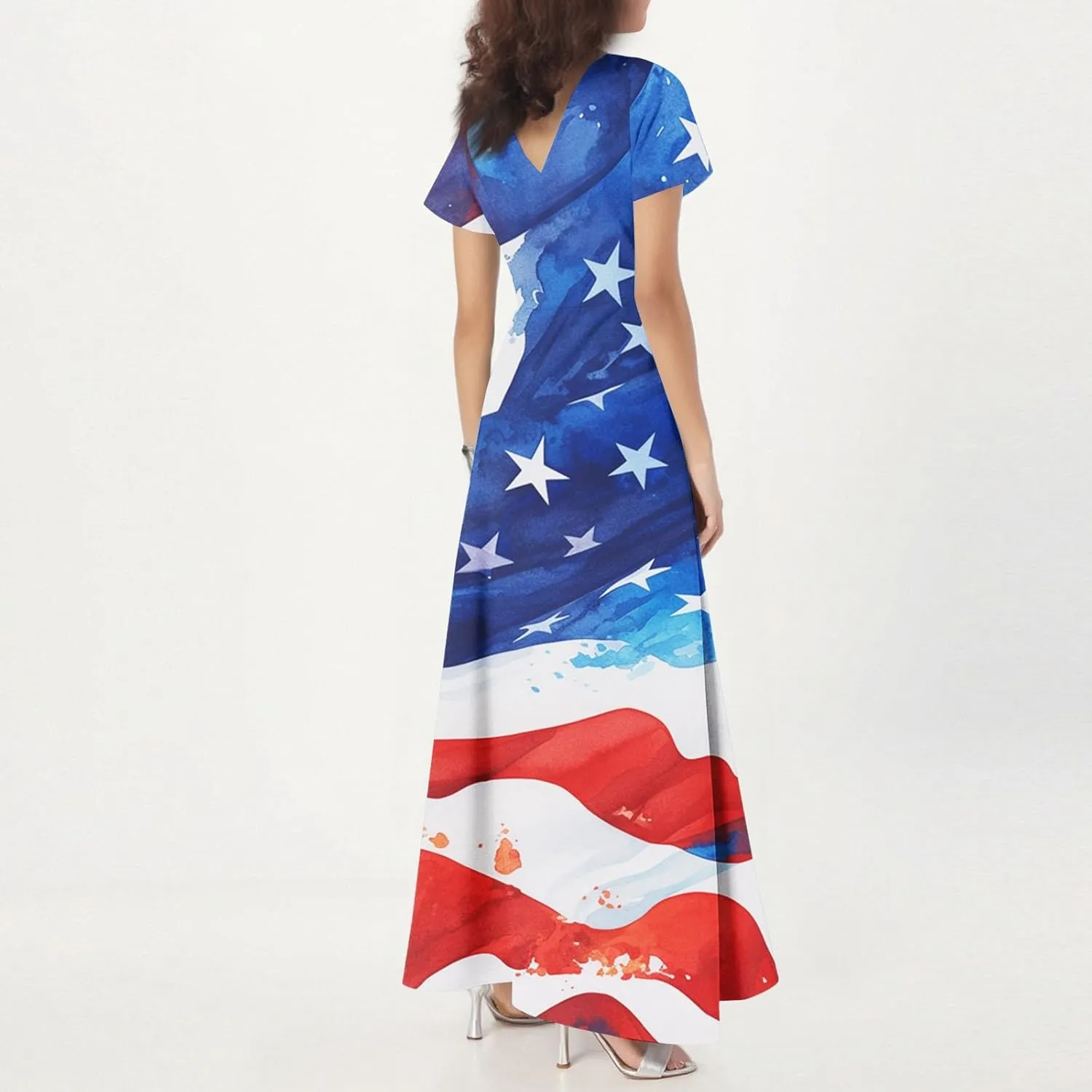 July 4th Dresses O Neck Maternity Casual Short Sleeve Lounge Independence Day Fashion Stars Stripe 4 of July Outfit