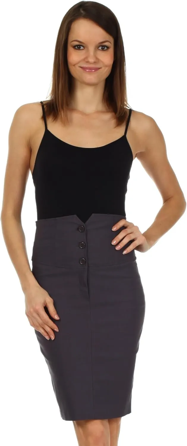 Knee Length High Waist Stretch Pencil Skirt