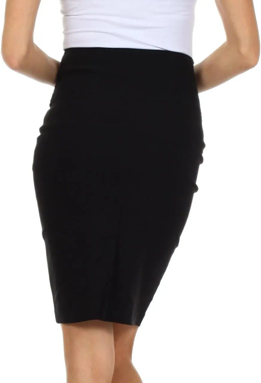 Knee Length High Waist Stretch Pencil Skirt