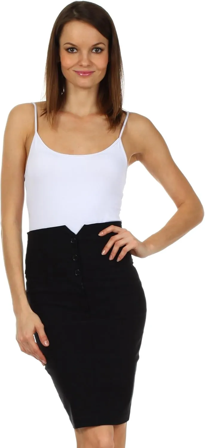 Knee Length High Waist Stretch Pencil Skirt