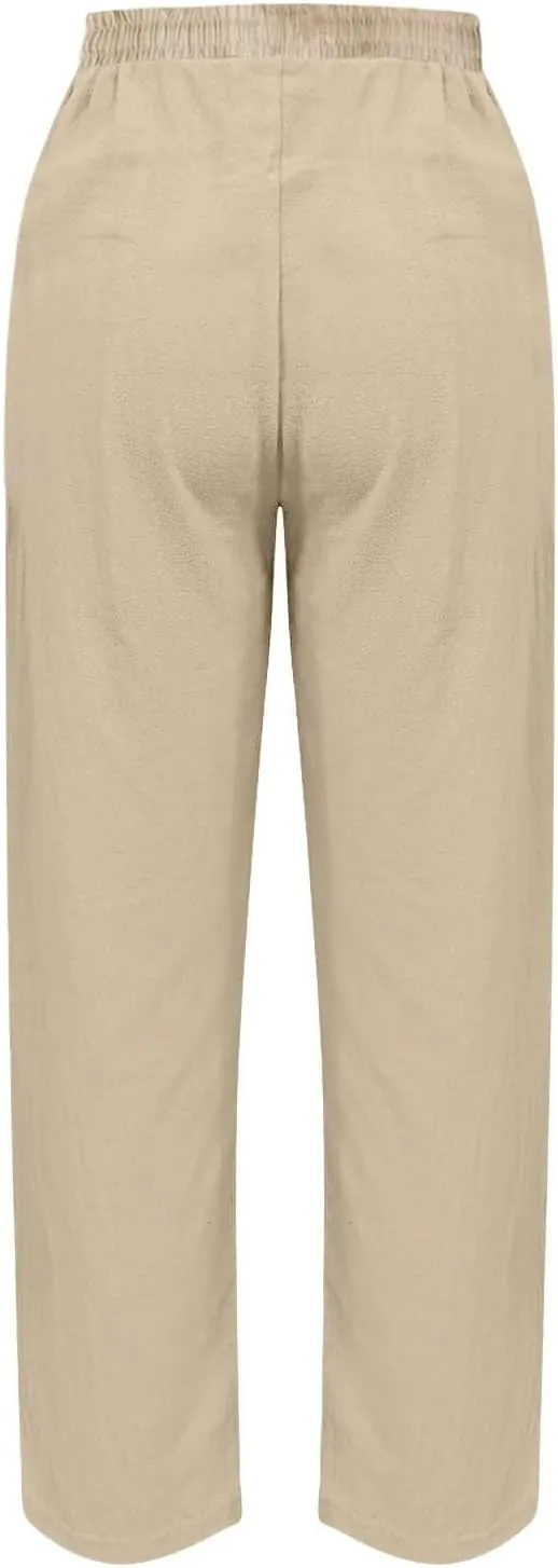 Linen Cotton Pants Women Lounge Fashion Loose High Waist Beach Linen Trousers for Women