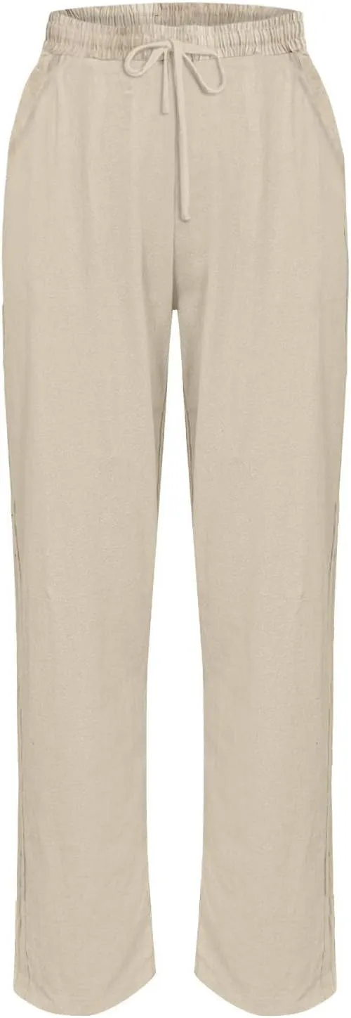 Linen Cotton Pants Women Lounge Fashion Loose High Waist Beach Linen Trousers for Women