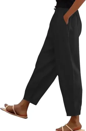 Linen Cotton Pants Women Lounge Fashion Loose High Waist Beach Linen Trousers for Women
