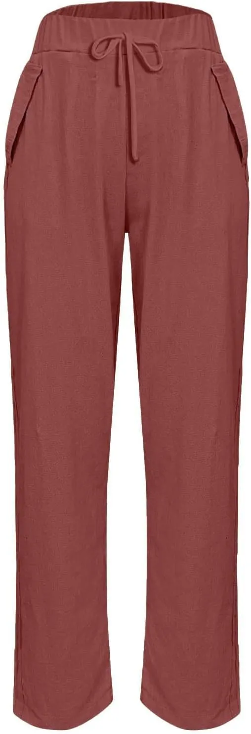 Linen Cotton Pants Women Lounge Fashion Loose High Waist Beach Linen Trousers for Women