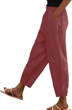 Linen Cotton Pants Women Lounge Fashion Loose High Waist Beach Linen Trousers for Women