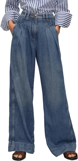 PLNOTME Women's High Waisted Wide Leg Jeans Baggy Mom Casual Denim Pants