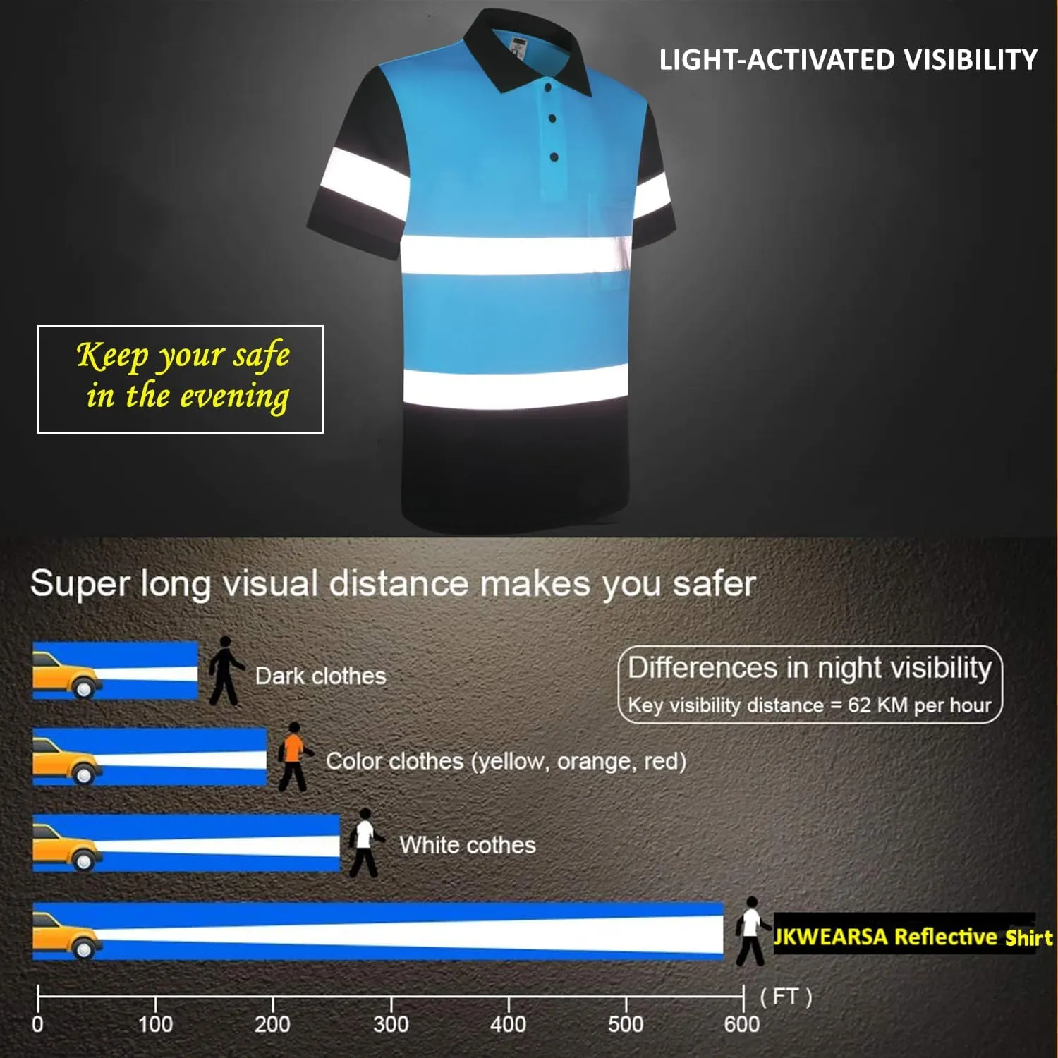 Safety Shirt for Men Hi Vis Reflective Shirt Workwear,Quick Drying Breathable Soft T Shirt