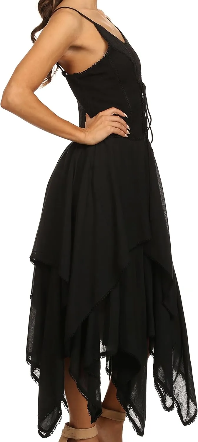 Sakkas Lady Mary Jacquard Corset Style Bodice Lightweight Handkerchief Hem Dress