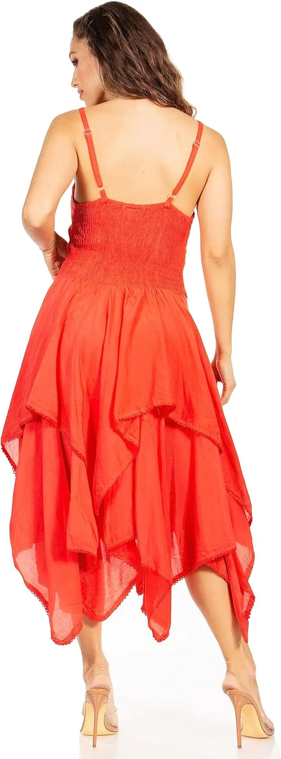 Sakkas Lady Mary Jacquard Corset Style Bodice Lightweight Handkerchief Hem Dress