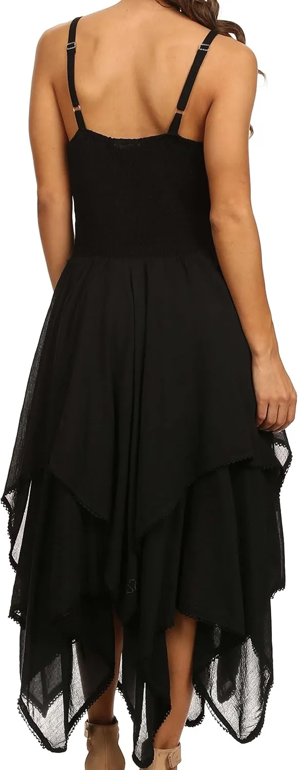 Sakkas Lady Mary Jacquard Corset Style Bodice Lightweight Handkerchief Hem Dress