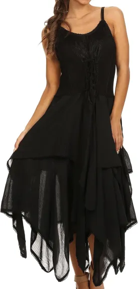 Sakkas Lady Mary Jacquard Corset Style Bodice Lightweight Handkerchief Hem Dress