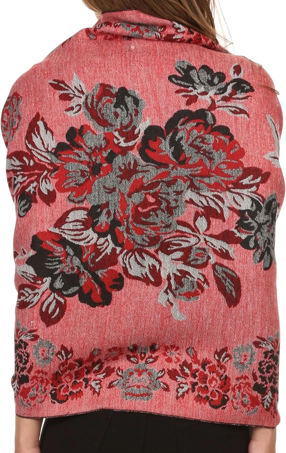 Sakkas Ontario double layer floral Pashmina/Shawl/Wrap/Stole with fringe