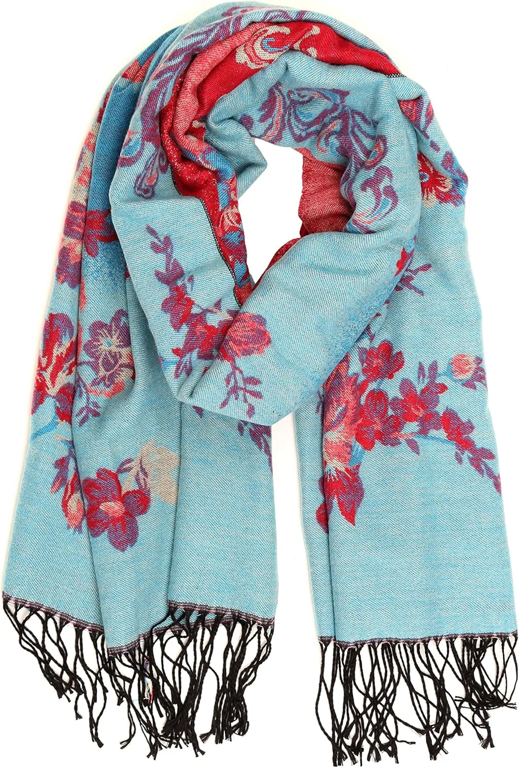 Sakkas Ontario double layer floral Pashmina/Shawl/Wrap/Stole with fringe