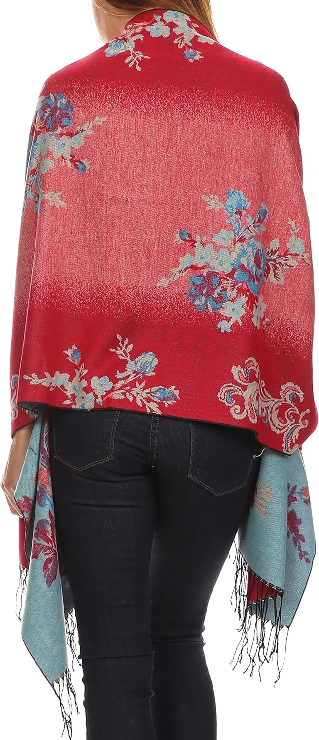 Sakkas Ontario double layer floral Pashmina/Shawl/Wrap/Stole with fringe