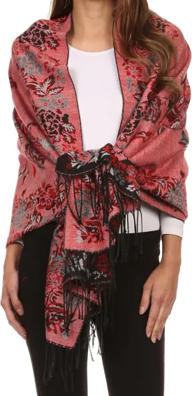 Sakkas Ontario double layer floral Pashmina/Shawl/Wrap/Stole with fringe