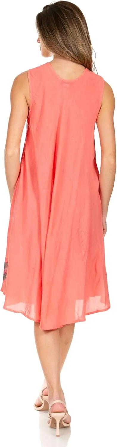 Sakkas Watercolor Palm Tree Tank Caftan Short Dress