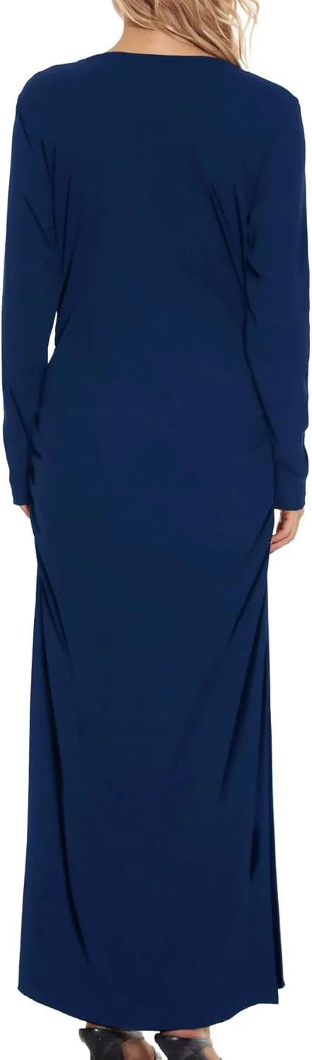 Smallshow Women's Split Maternity Dress Long Sleeve Ruched Pregnancy Clothes
