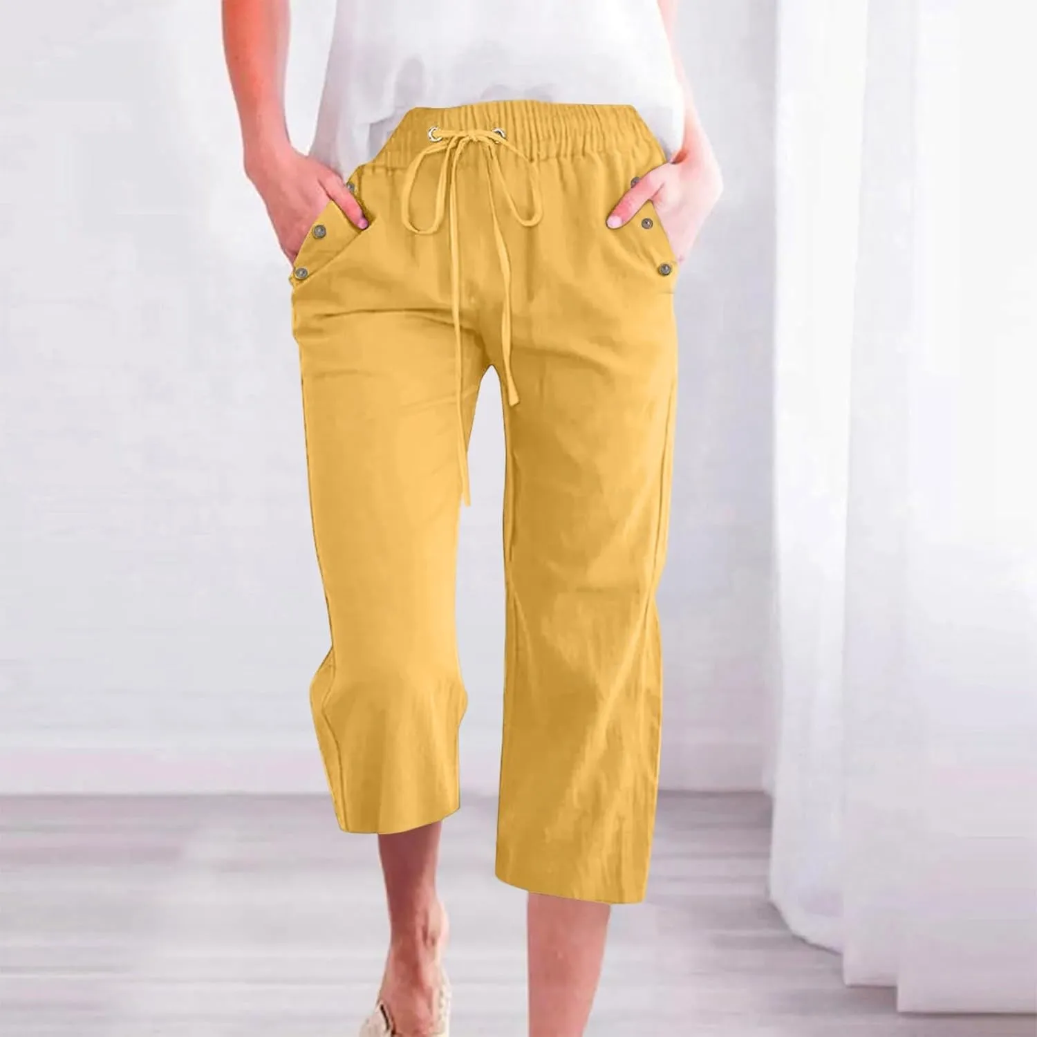 Summer Linen Pants for Women Palazzo Dressy Lounge Fashion High Waist Womens Wide Leg Trousers
