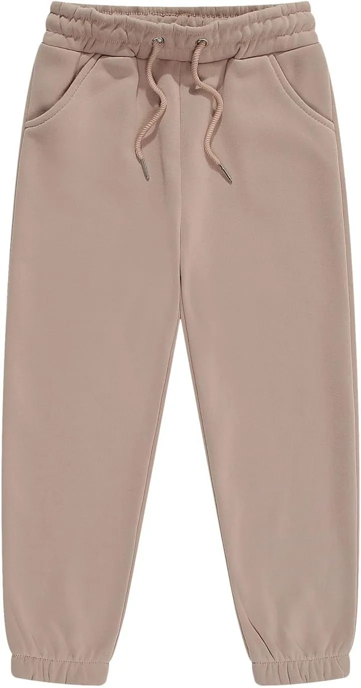 Unisex Kids Base Solid Sweatpants Boys and Girls Soft Warm Brushed Casual Athletic Pull on Jogger Pants with Pockets